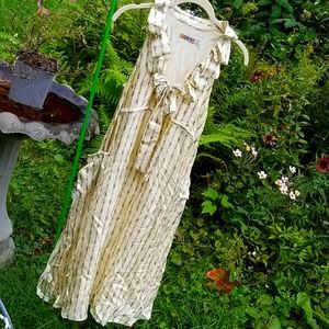 Pure SILK Ribbon BORNE Horse Bit Stirrup equestrian Ruffle Dress sz 2 Made USA